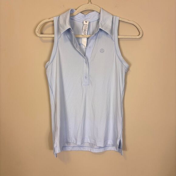 Lululemon Tennis/Golf Light Blue Collared Sleeveless Polo Top Size 4 - Picture 1 of 7